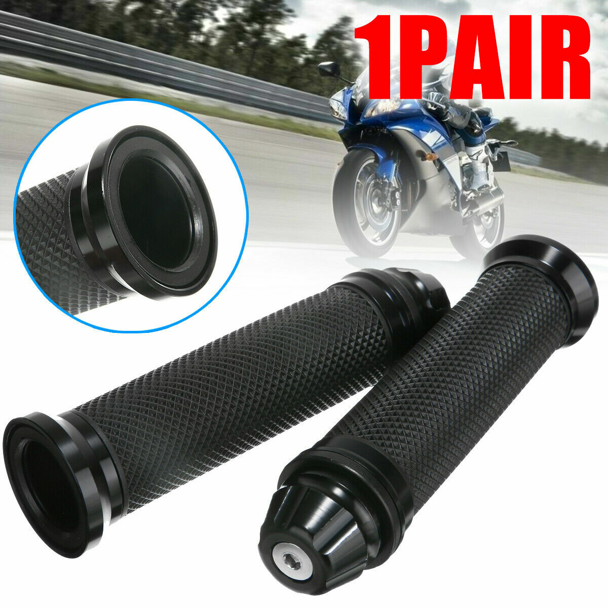 2x Black 7/8″ Handlebar Hand Grips Gel For Suzuki GSXR 750 1000 Honda CBR600RR
