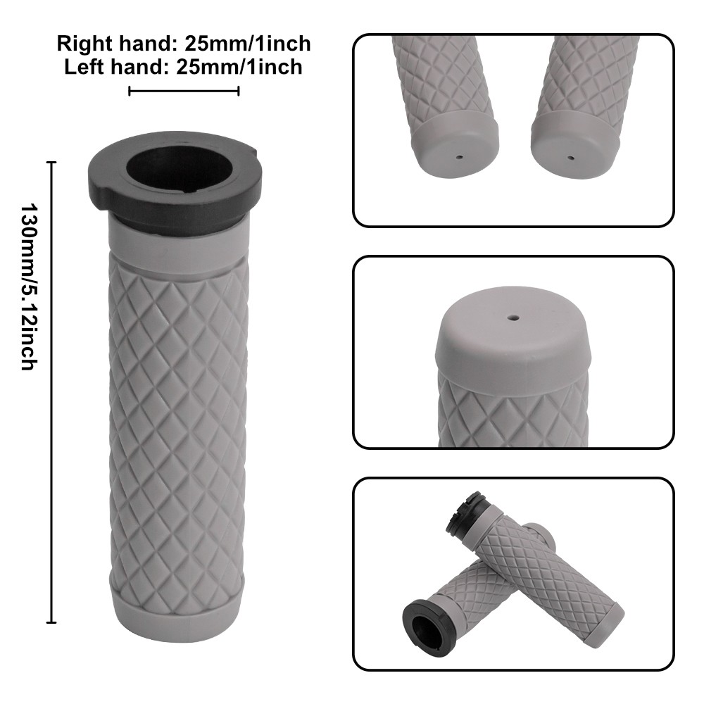 For Harley New Gray 1″ Cable Throttle Hand Grips Rubber Tube Soft Rubber