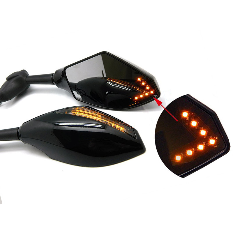 MOTORCYCLE SIDE MIRRORS WITH LED TURN SIGNALS FOR KAWASAKI NINJA EX650R ZX6R US
