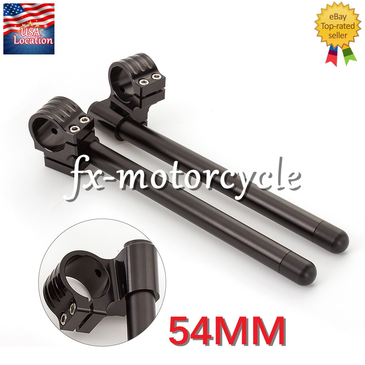 54mm Riser 1″ Clip Ons Fork Handlebar Ends Tube Clipon Universal 10 Degrees Set