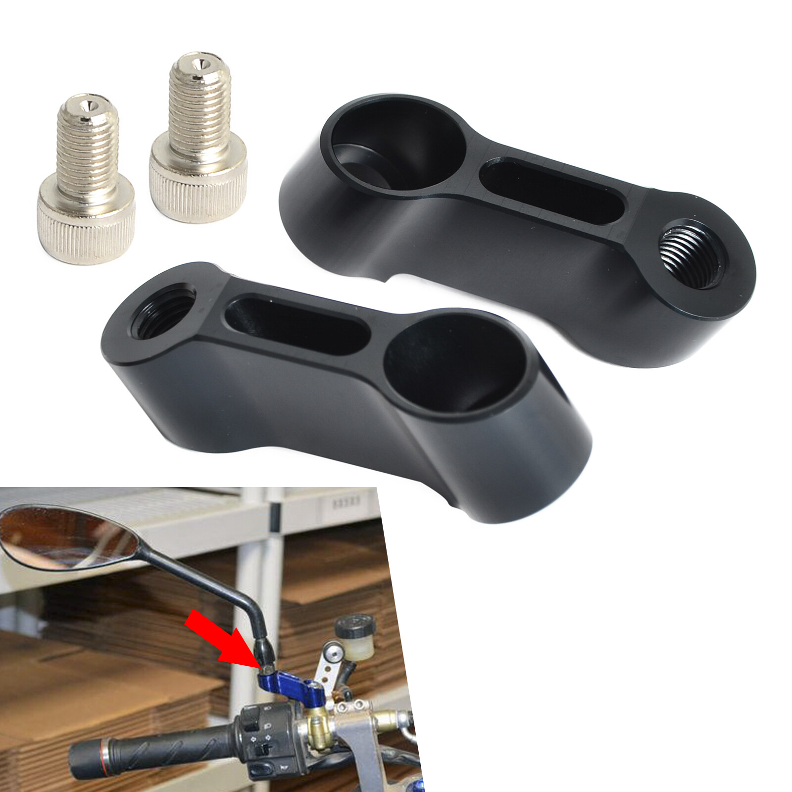 10mm*1.25 Motorcycle Rear View Mirror Mount Risers Extenders Adapters Universal