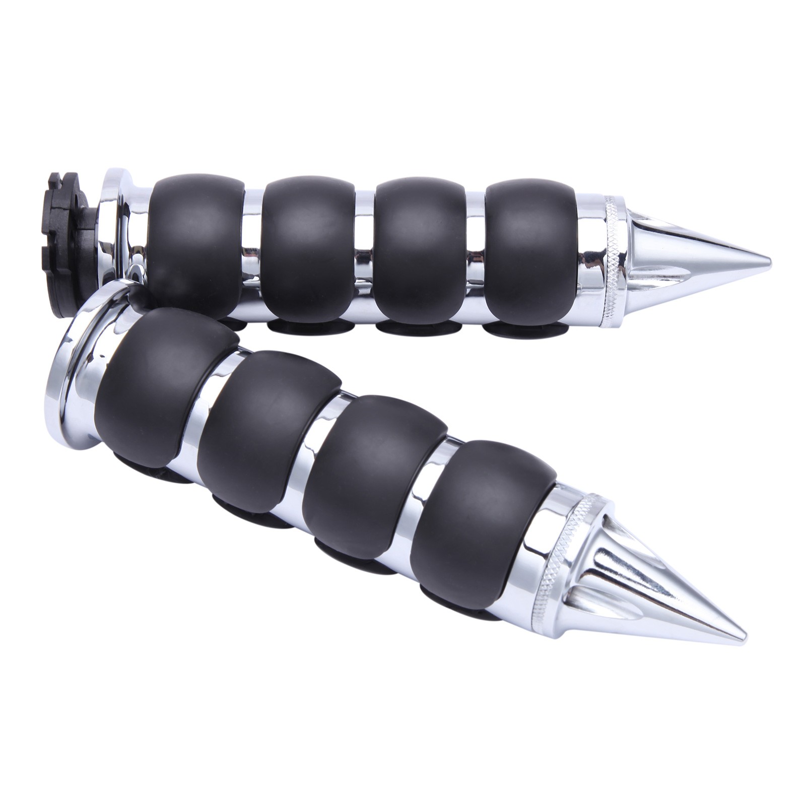 Pair Motorcycle Handlebar Hand Grips For 7/8″ 22mm Handlebar Sports Bikes Chrome