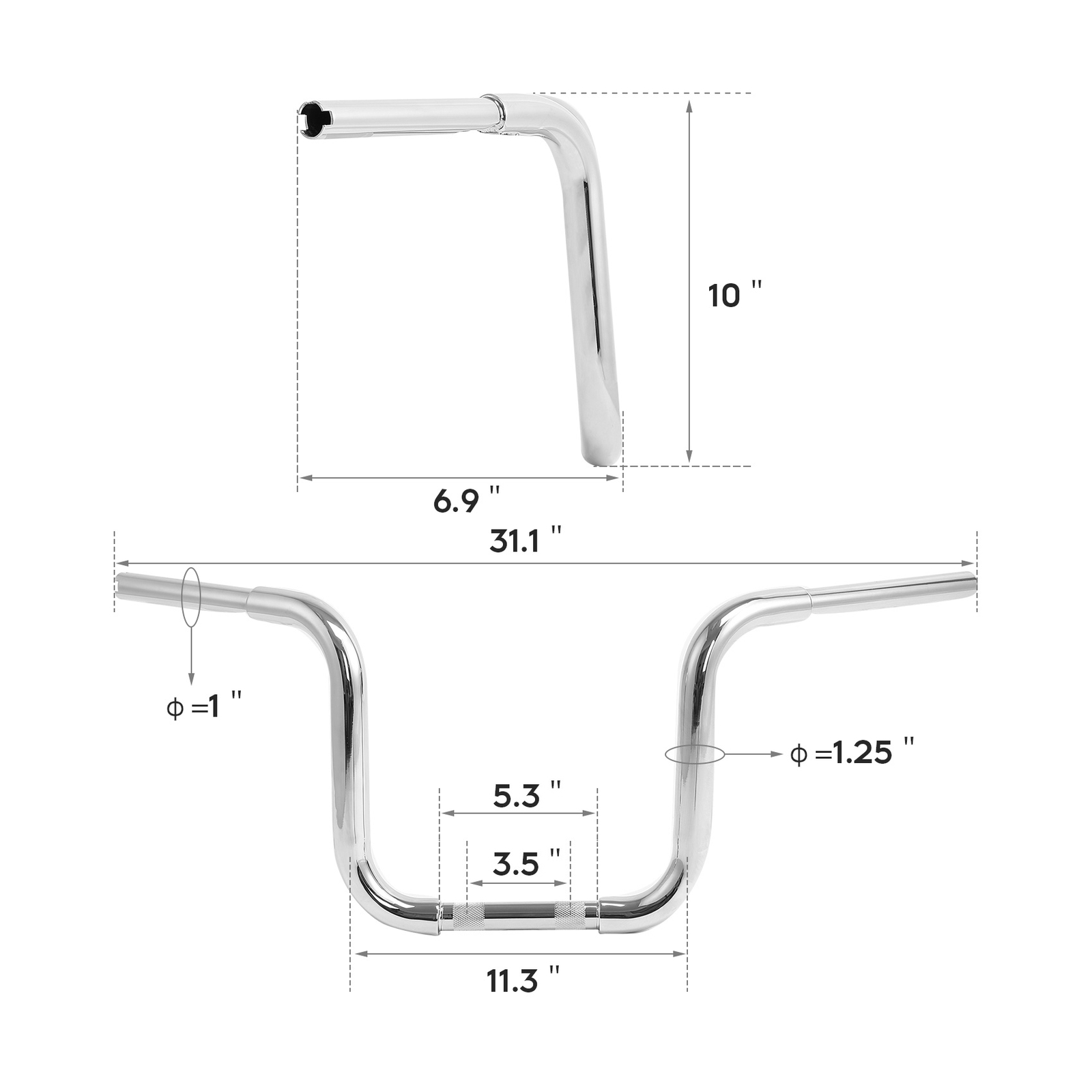 10″ Inch Handlebar Rise Ape Hangers Fit For Harley Sportster Softail FLST