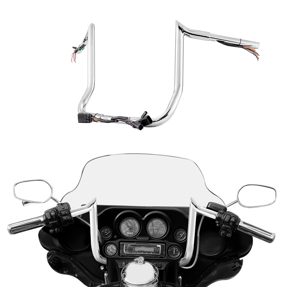 12″ Pre-Wired Meathook Handlebars 1.25″ For Harley Electra Street Ultra Limited