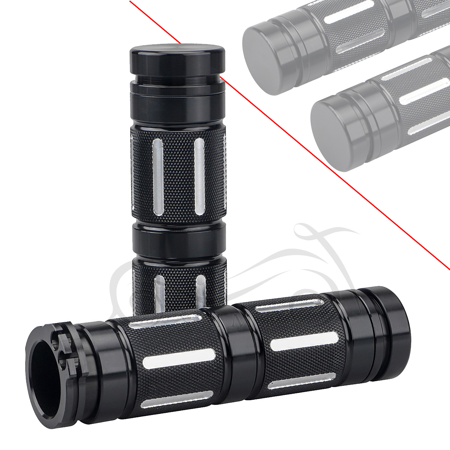 Black CNC Billet Aluminum 1″ Handlebar Hand Grips For Harley Touring Sportster