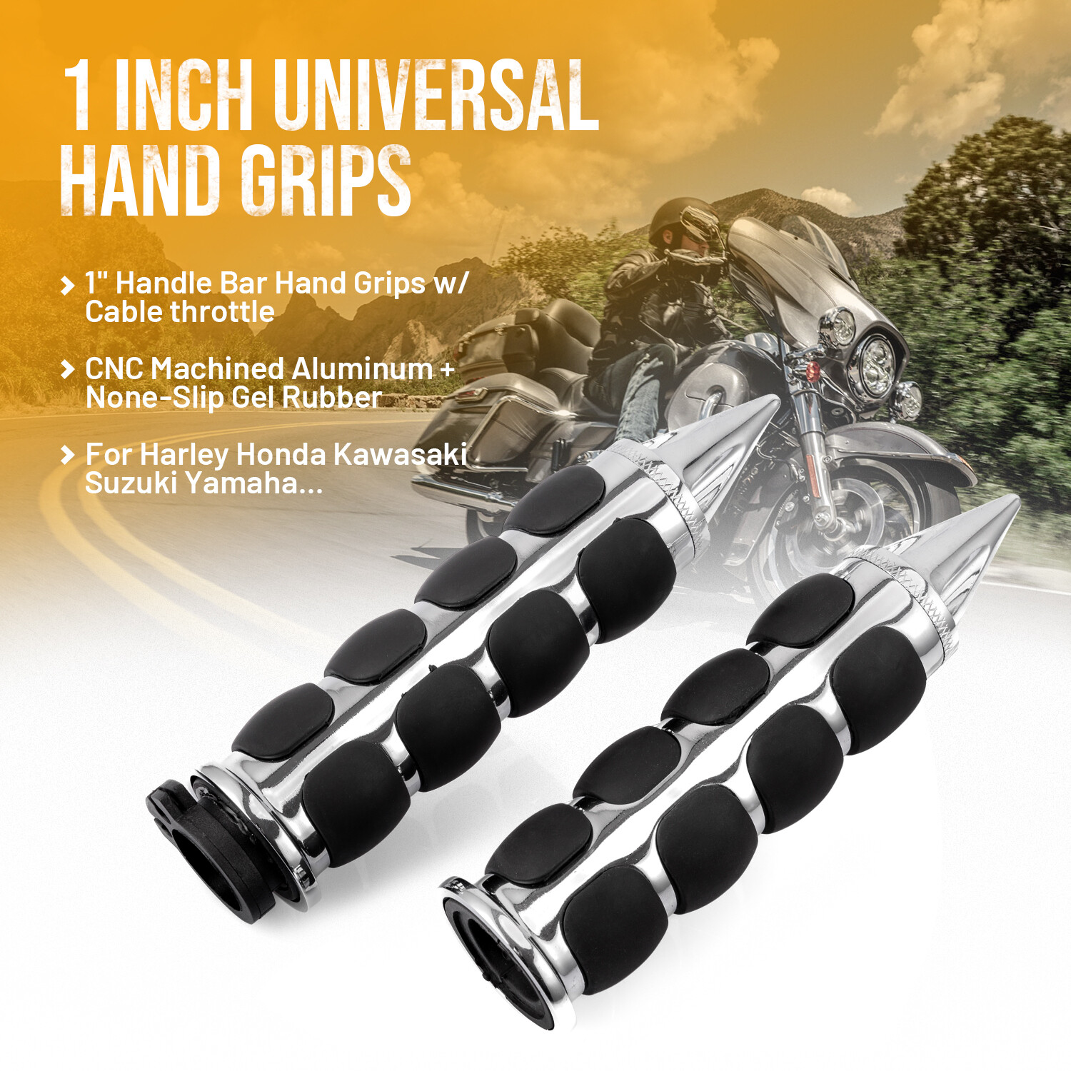 25mm 1″ Handle Bar Hand Grips For Harley Touring Fatboy Road Glide Softail Dyna