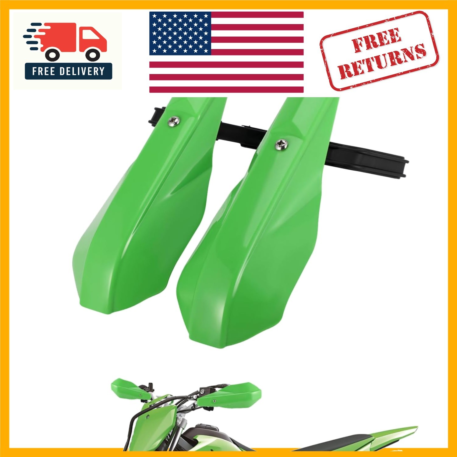 Ergonomic Motorcycle Handguards – Green Powder-Coated Protection for Dirt Bikes