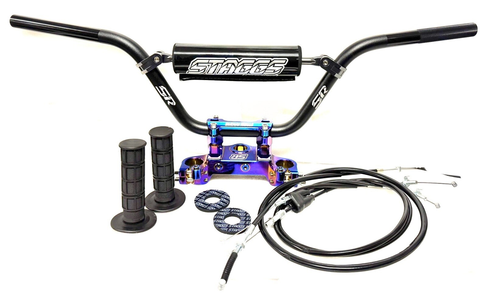 crf110 bar kit Staggs Racing Crf110 Crf125F Bar Kit Jet Fuel blue Clamp