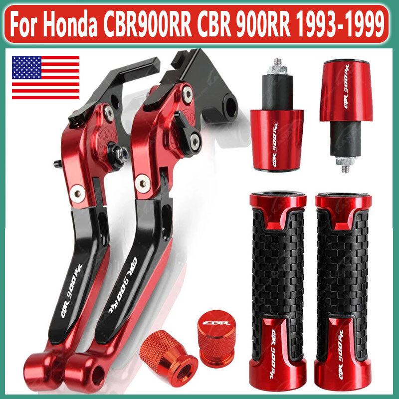 US CNC Adjustable Brake Clutch Levers Handle Grips For Honda CBR900RR 1993-1999
