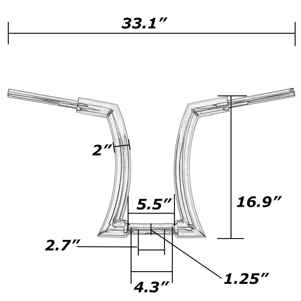 12″ BLACK DNA MONSTER APE HANGER 2 INCH FAT FITS FOR HARLEY 883 1200 HANDLEBARS