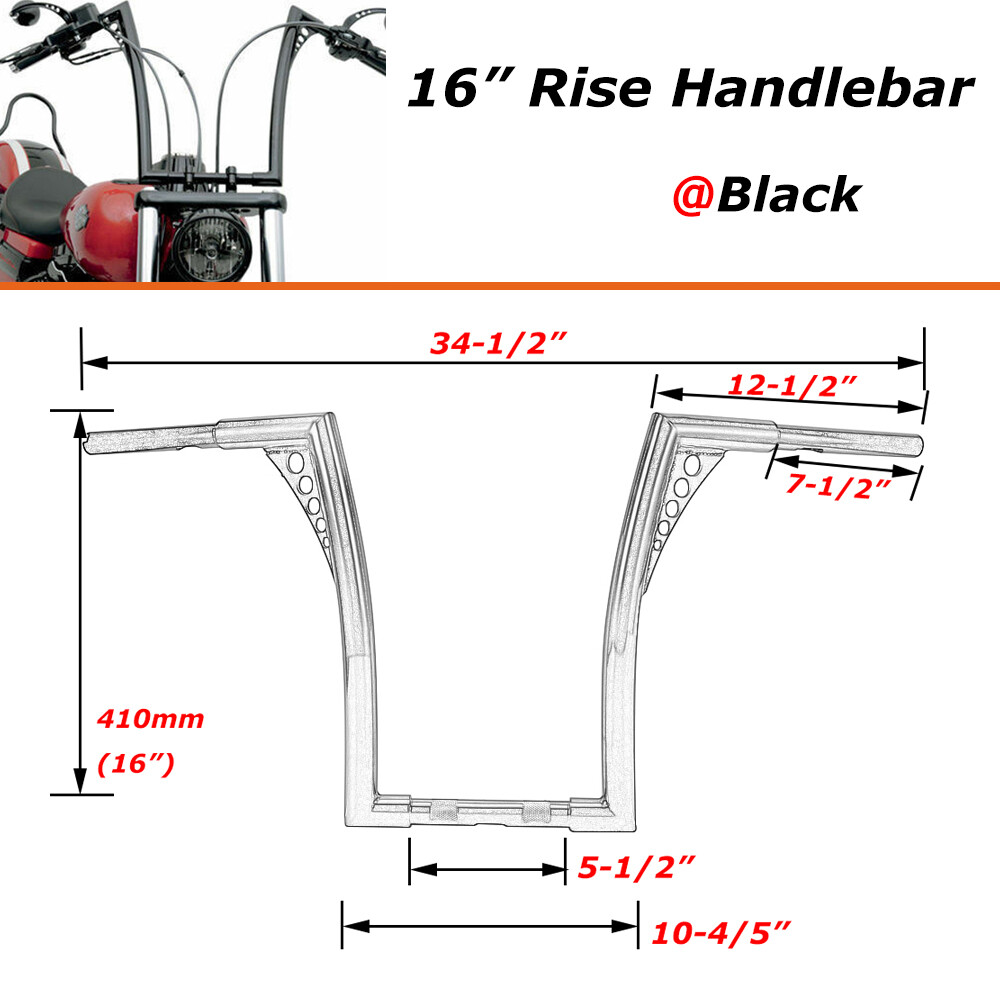 16″ Inch Handlebars Rise Ape Hangers For Harley Sportster 883 1200 FLST FXST USA