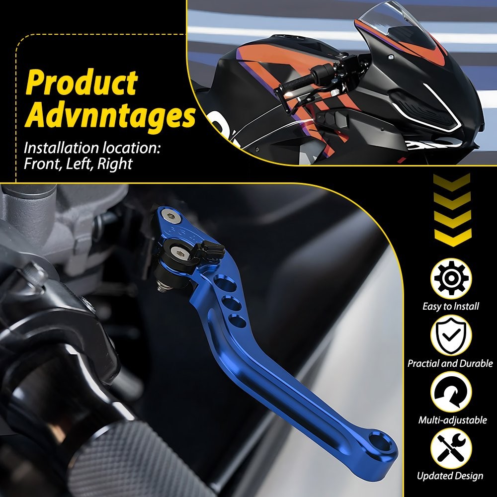 2-20X Blue For Yamaha BMW Honda Suzuki Adjustable Brake Clutch Levers 7/8″ 22mm