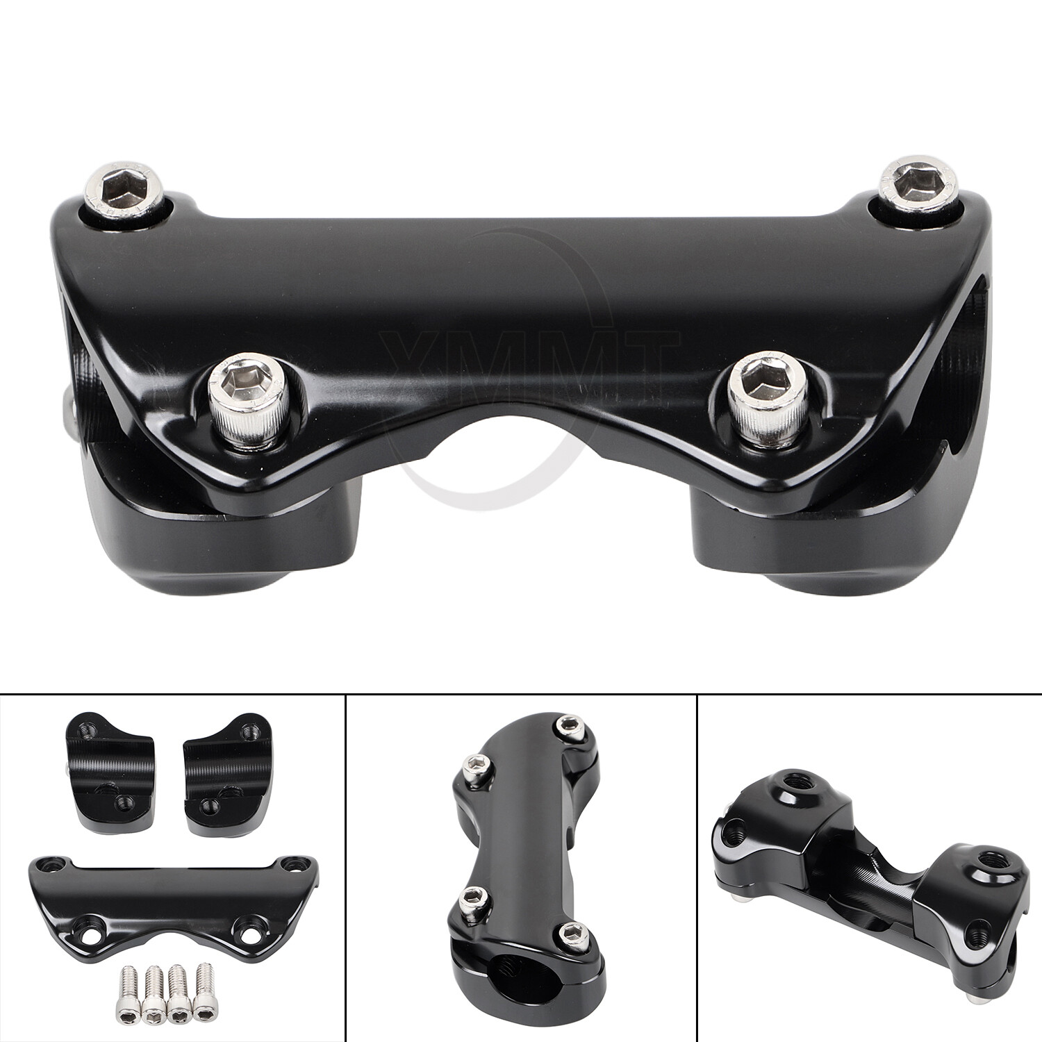 Black 1″ Handlebar Risers Top Clamp For Harley Touring Road King Street Glide