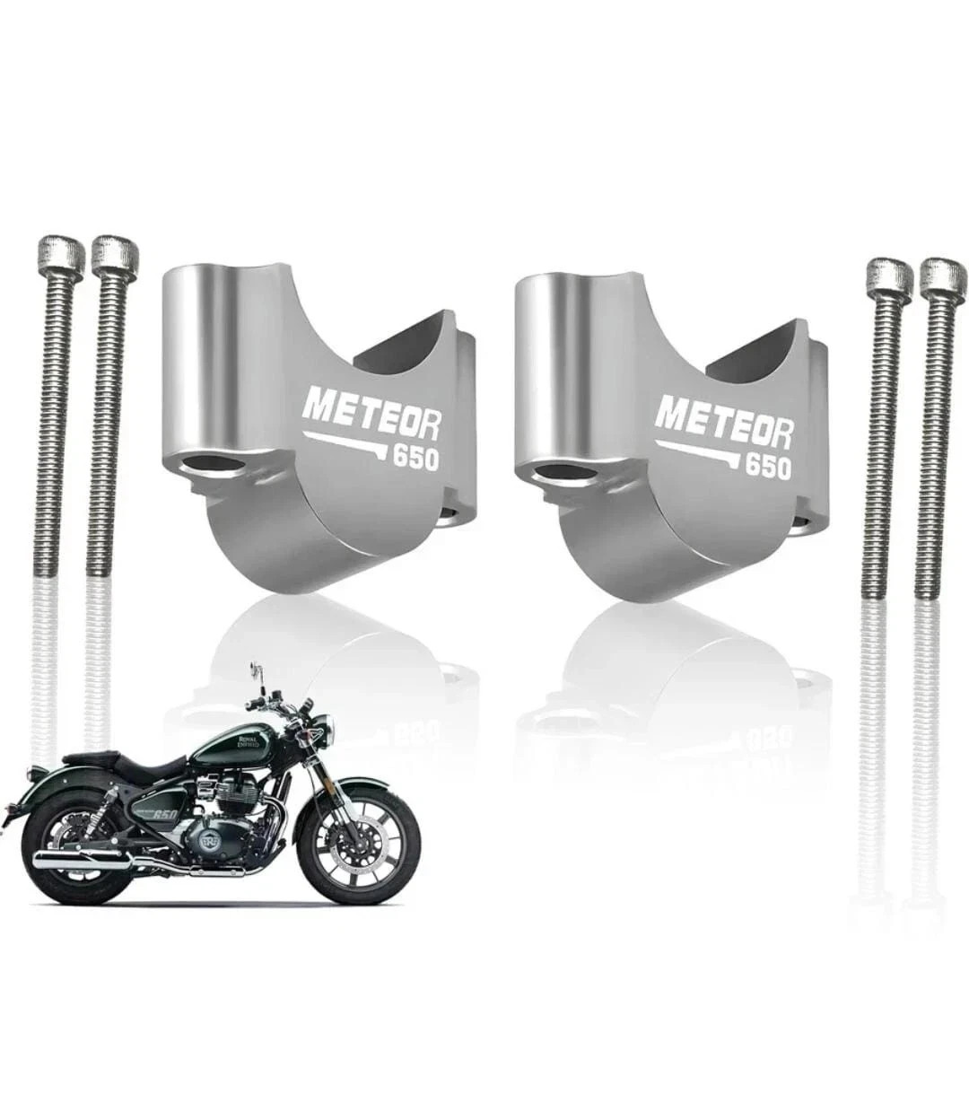 Handle Bar Riser Silver Fits For Royal Enfield Super Meteor 650 AEs