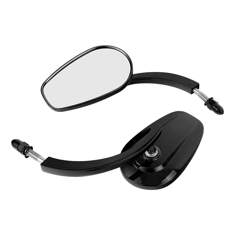 Black Rear View Mirrors Fit For Harley Touring Road Glide Heritage Softail Slim