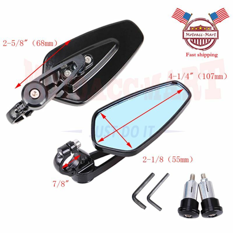 2x CNC Rear View Side Mirror Universal for Motorcycle 7/8″ 22mm Handlebar End US