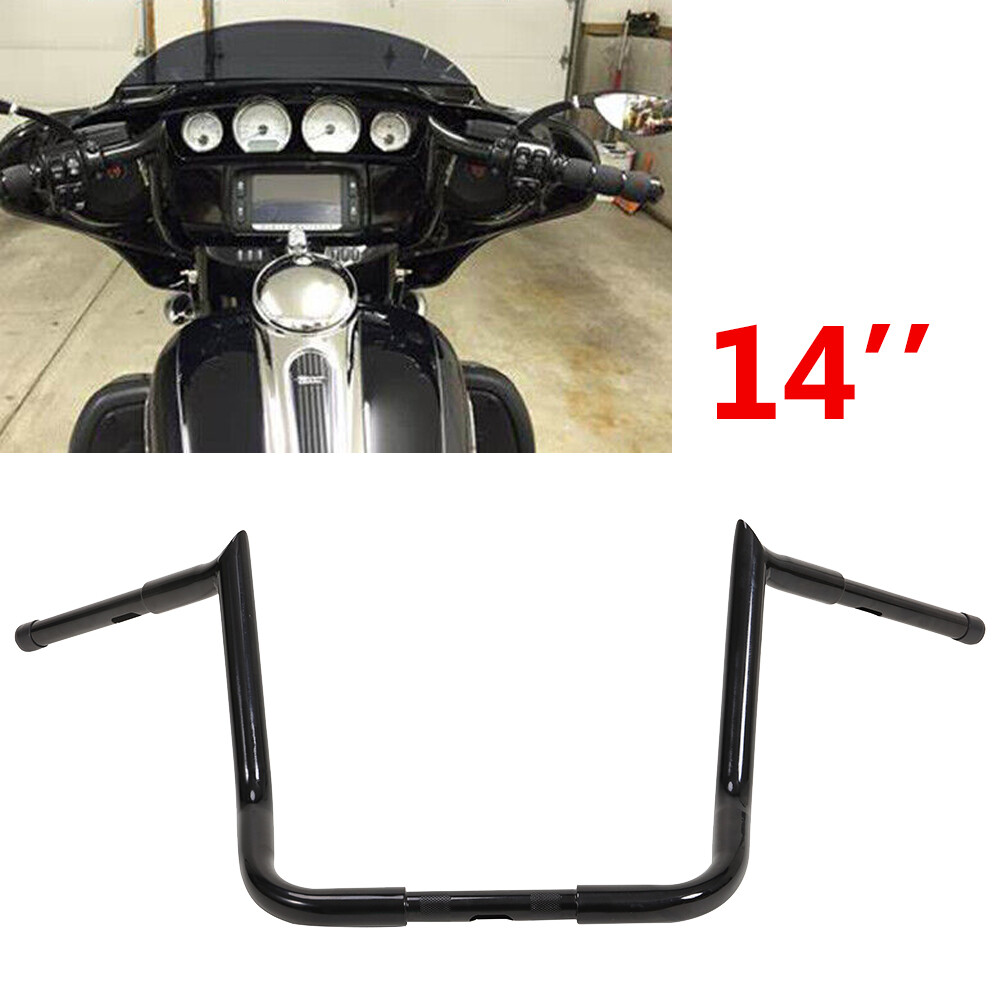 14” Rise Horn Ape Hanger Fat Bars 1.25” Handlebars For Harley-Davidson