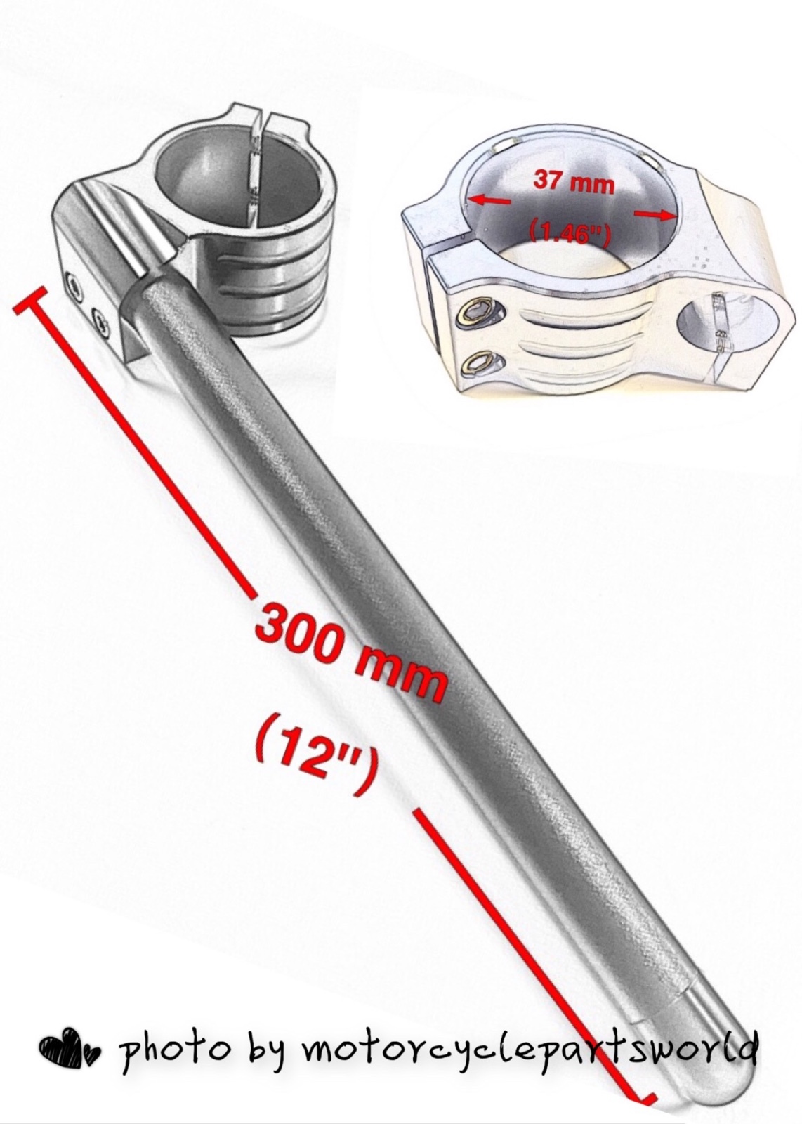 37mm, 7/8″ Tube, CNC Motorcycle Universal Clip On Ons Fork Handle Bar Handlebars