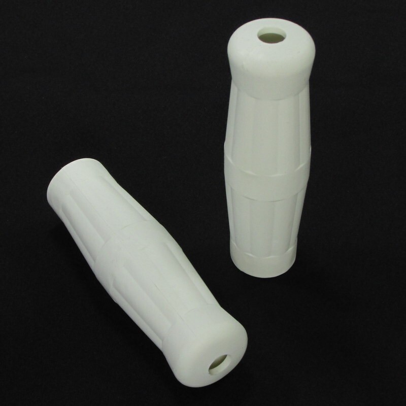 “Coke Bottle” Style Rubber Motorcycle Grips – White, For Use on 1” Handlebars