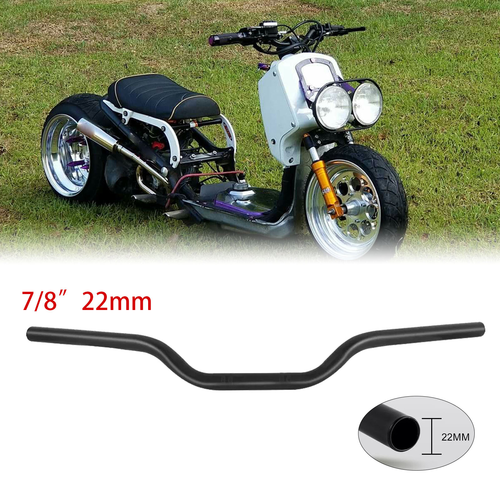 Motorcycle Handlebar 7/8″ 10mm Black Steel For Honda Ruckus Aero Z EZ 50 90