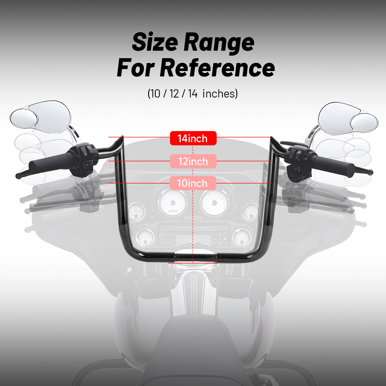 Bar 10″ 12″ 14″ Meathook Ape Hanger Handlebar For Harley Electra Street Glide