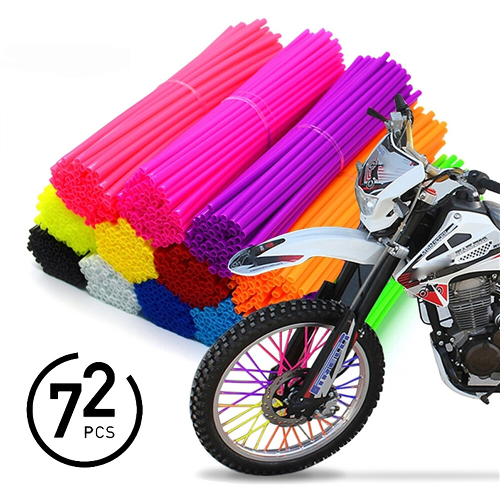 US 72pcs Spoke Wraps Skins Covers Motocross Dirt Bike Wheel Rim Guard Protector