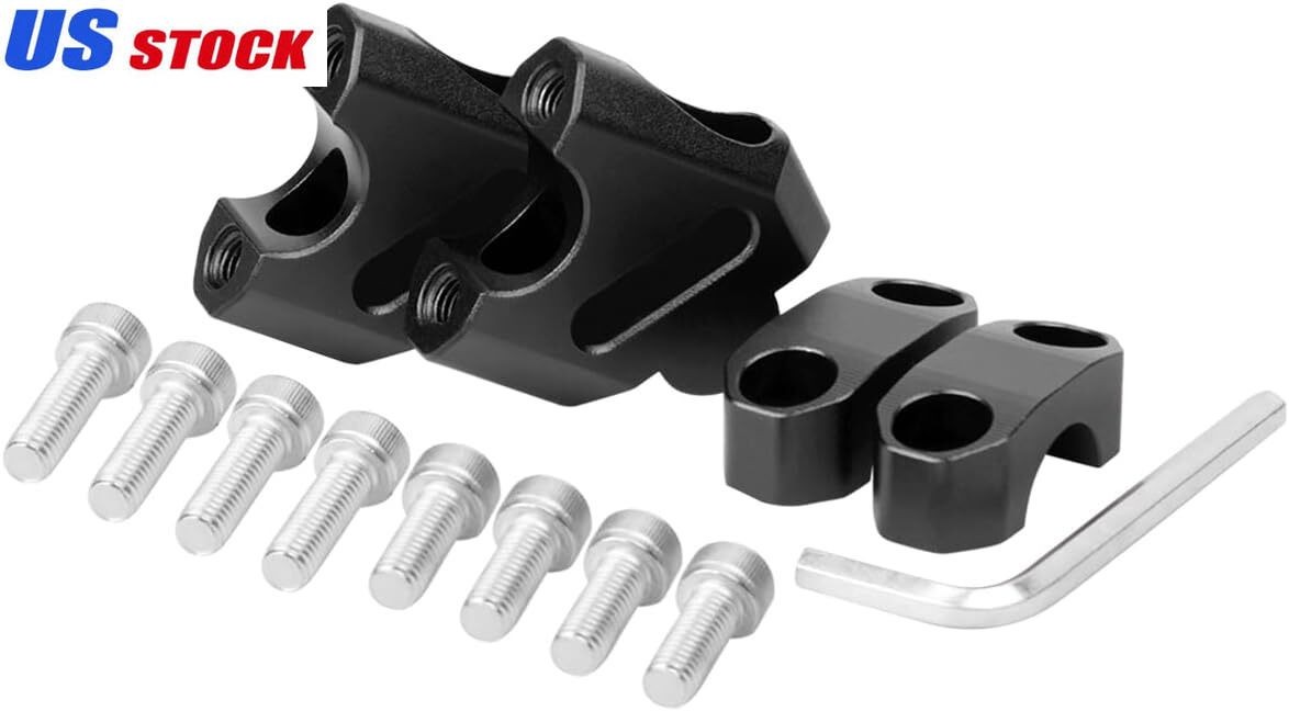 Universal 7/8″ 22mm Handlebar Risers Clamp 38mm Rise 18mm Offset Black 2PCS