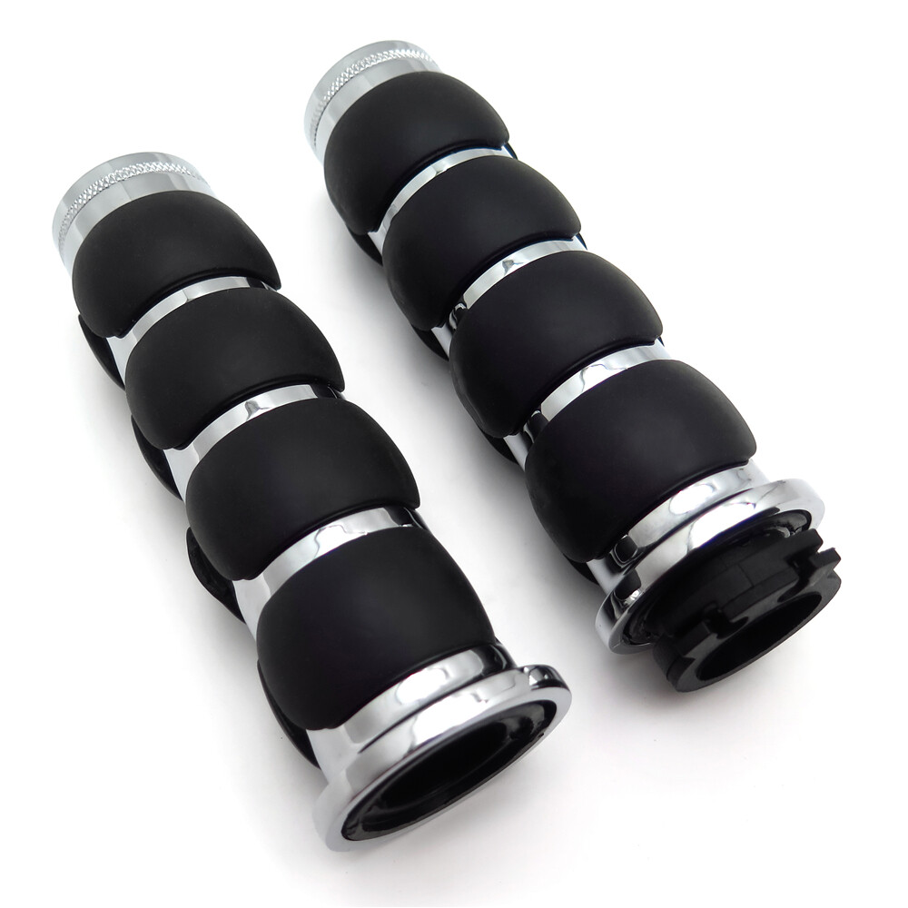 Chrome 1″ 25mm Rubber Hand Grip For Harley Davidson FXDWG Dyna Wide Glide