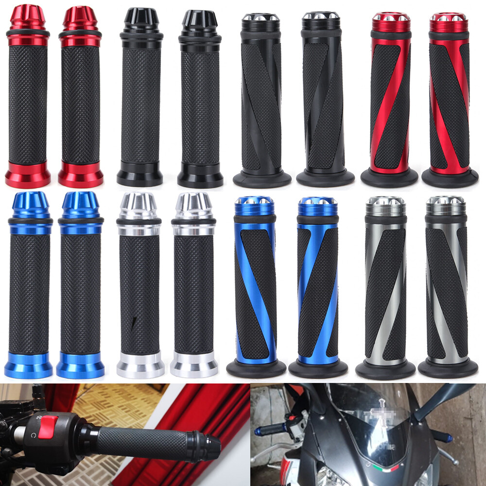 Pair 7/8″ Motorcycle Hand Grips HandleBar Gel For Honda Yamaha Suzuki Cafe Racer