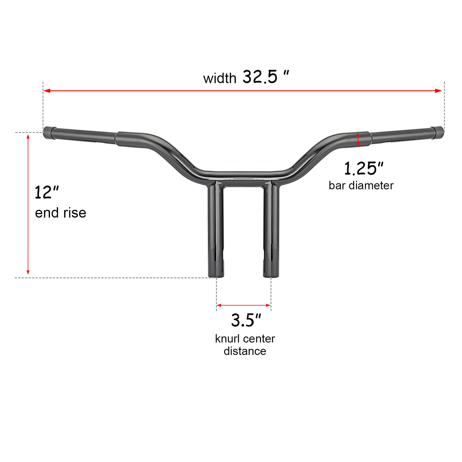 Black 12″ Rise MX-T Bar Handlebar For Harley Sportster Softail Dyna Low Rider
