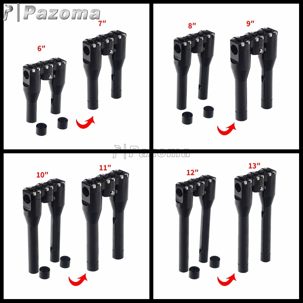 6″ 8″ 10″ 12″ Motorcycle Handlebar Rise Black for Harley Dyna 1″ Bar Club Style