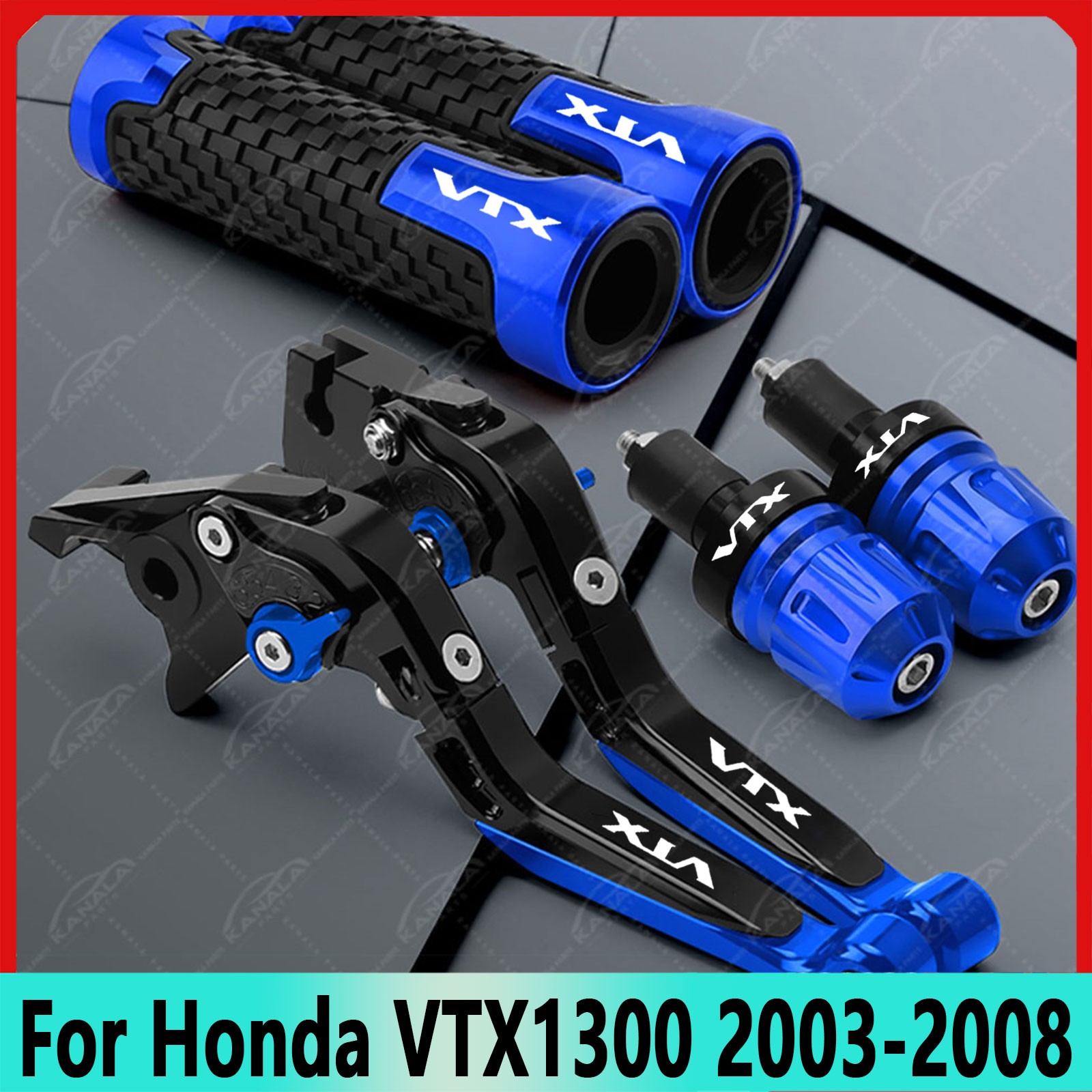 For Honda VTX1300 2003-2008 CNC Brake Clutch Levers Handle Grips End Cap New