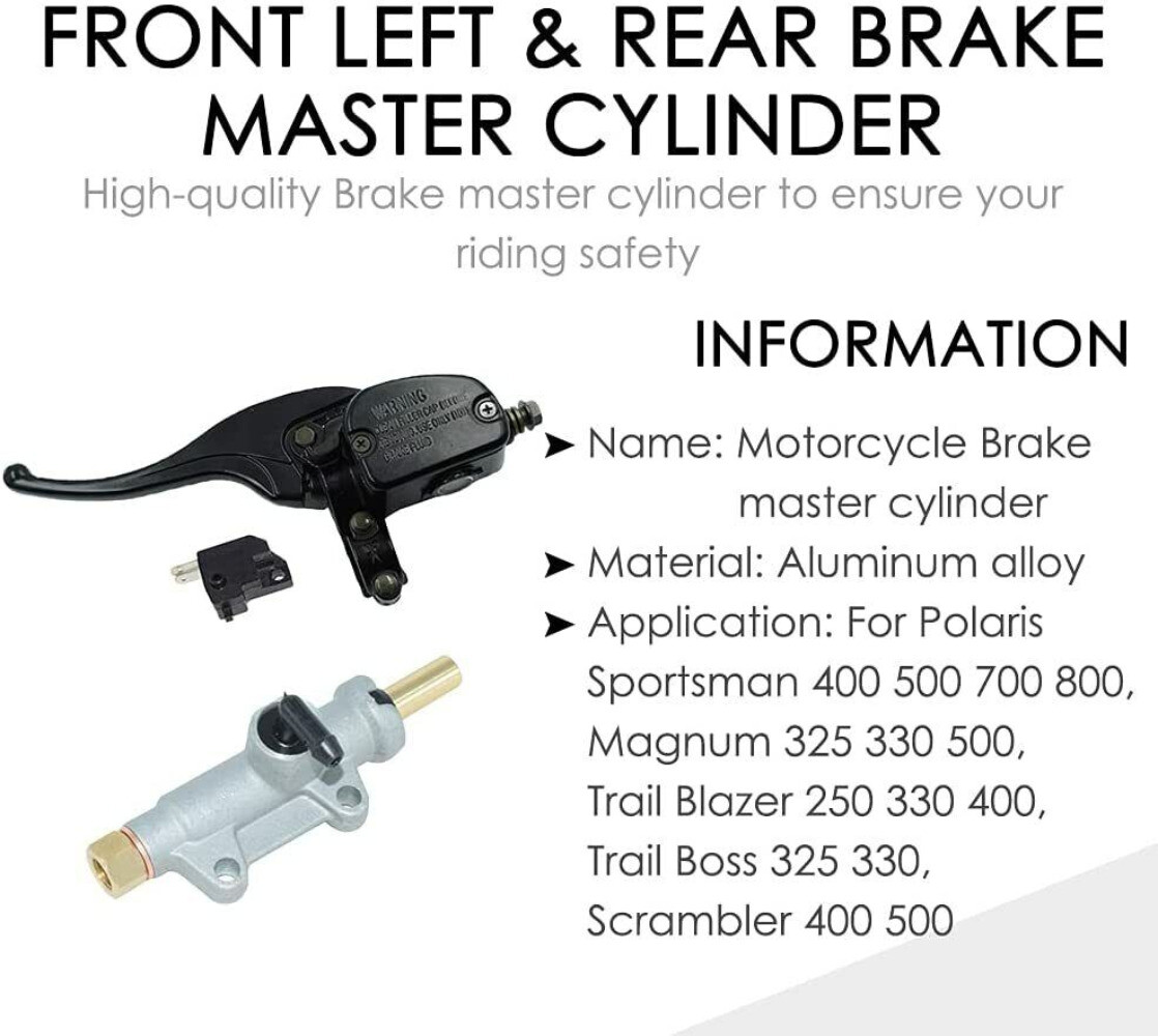 Front Left& Rear Brake Master Cylinder for Polaris Sportsman 335 400 450 500 600
