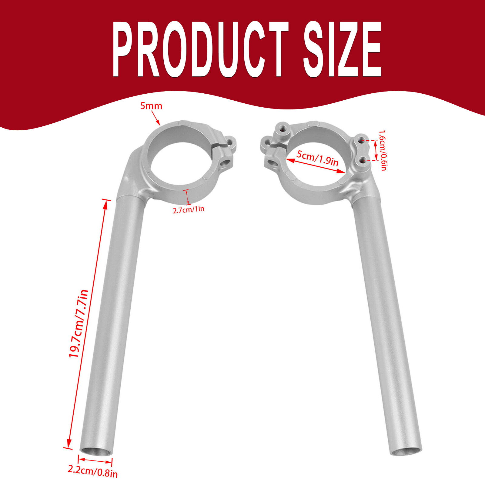 Left & Right Clip-on Handlebars For YAMAHA YZF R1 YZF-R1 YZFR1 2004-2008 Silver