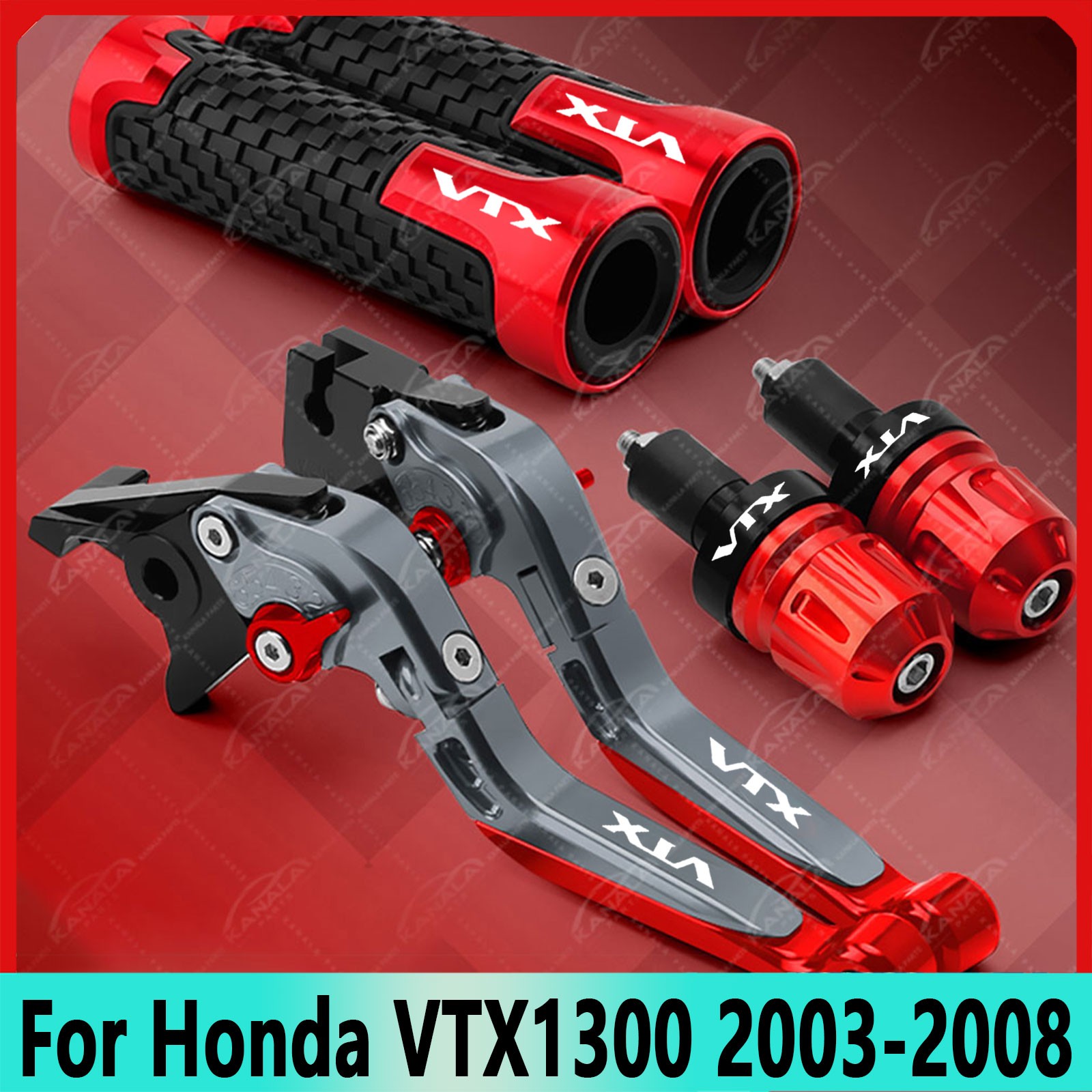 For Honda VTX1300 2003-2008 CNC Brake Clutch Levers Handle Grips End Cap New