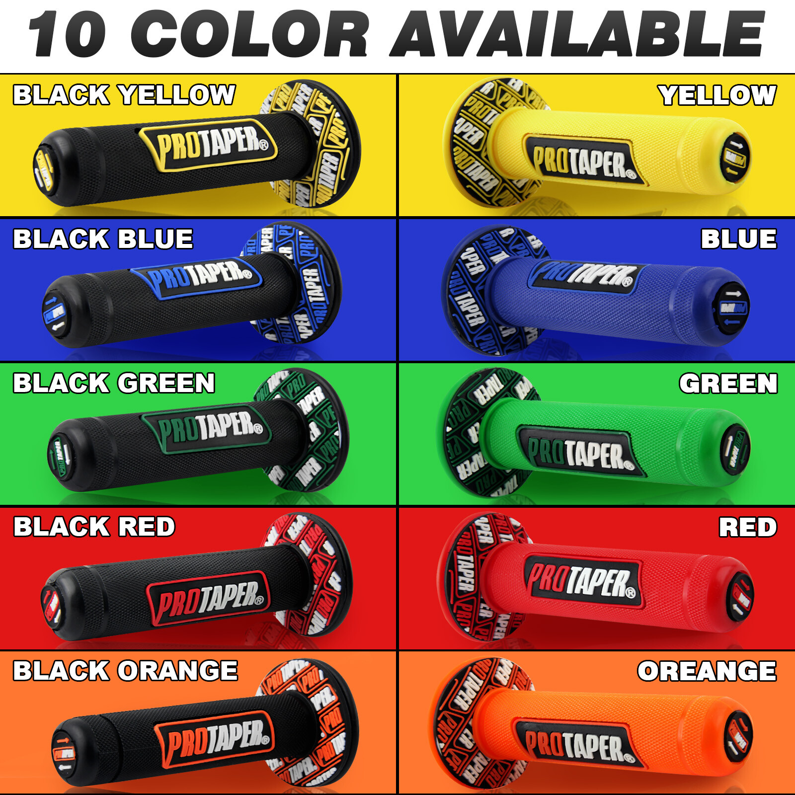 10 Colors ATV Scooter Dirt Pit Bike 7/8″ 22/24MM Hand Grips Rubber Handlebar