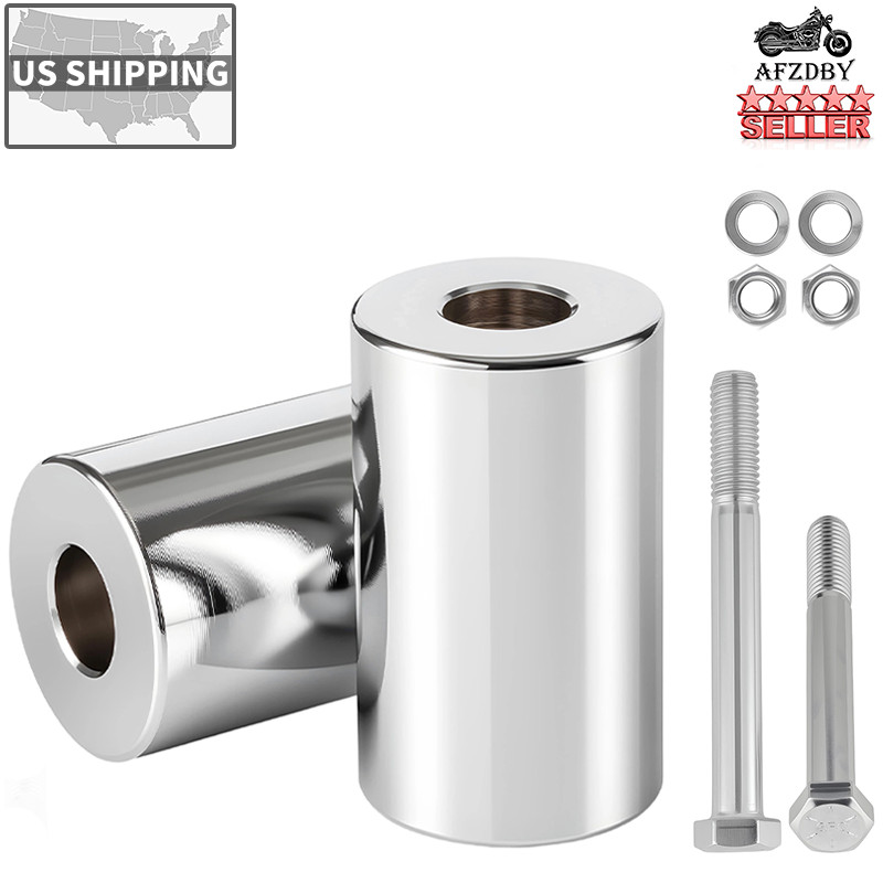 Chrome 2” Inch Rise Handlebars Extension For Harley 1-1/4” Motorcycle Spacers