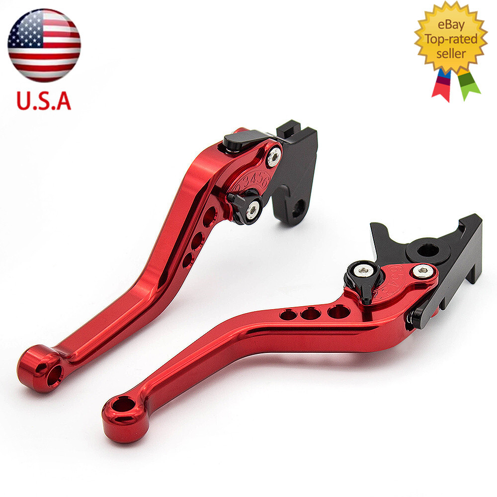 For Yamaha Kawasaki Honda Benelli Red CNC Brake Clutch Levers Adjustable Short