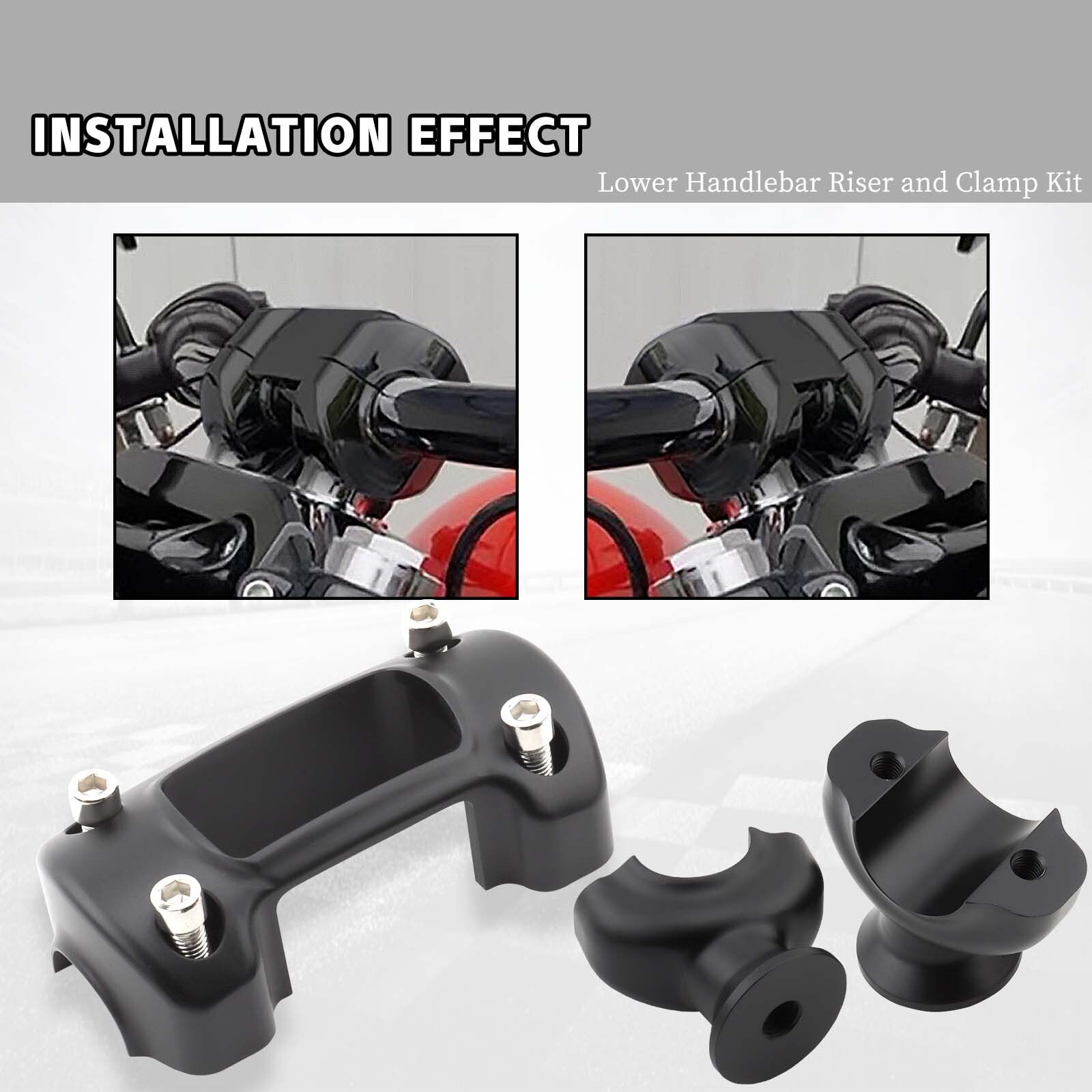 Black Handlebar Riser 1.25″ Clamp Mount For Harley Softail Street Bob FXBB 18-23