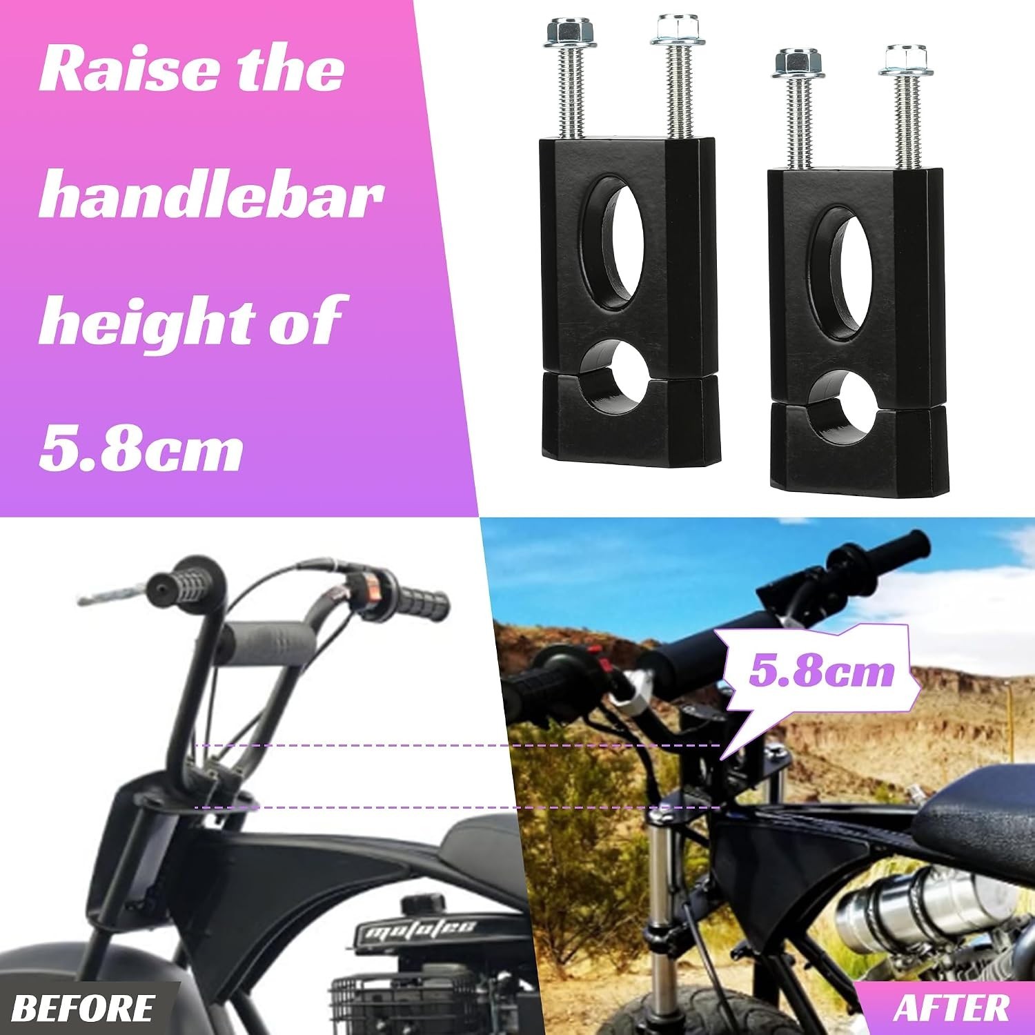 Durable 22mm Handlebar Risers for Improved Control in Dirt Bikes and Mini Bikes