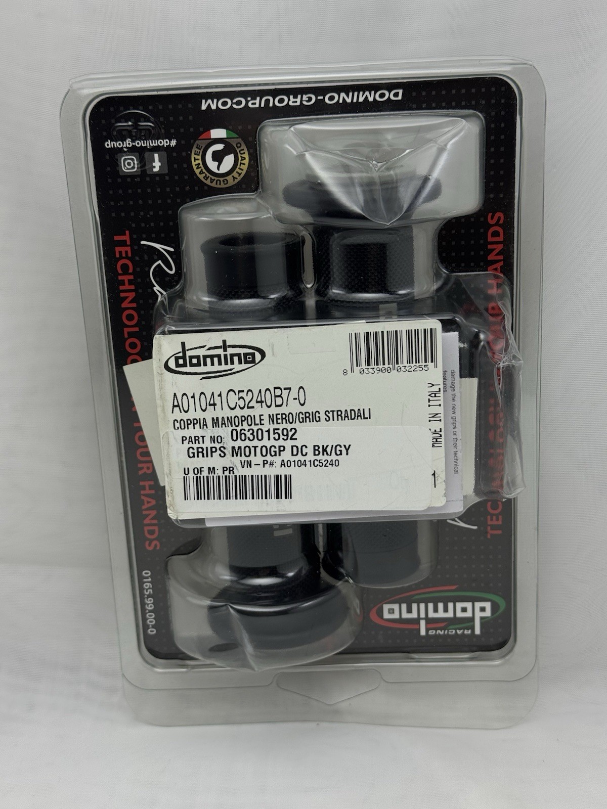 Domino A010 MotoGP Grips – Black/Grey, 125mm / Open Ends A01041C5240B7-0