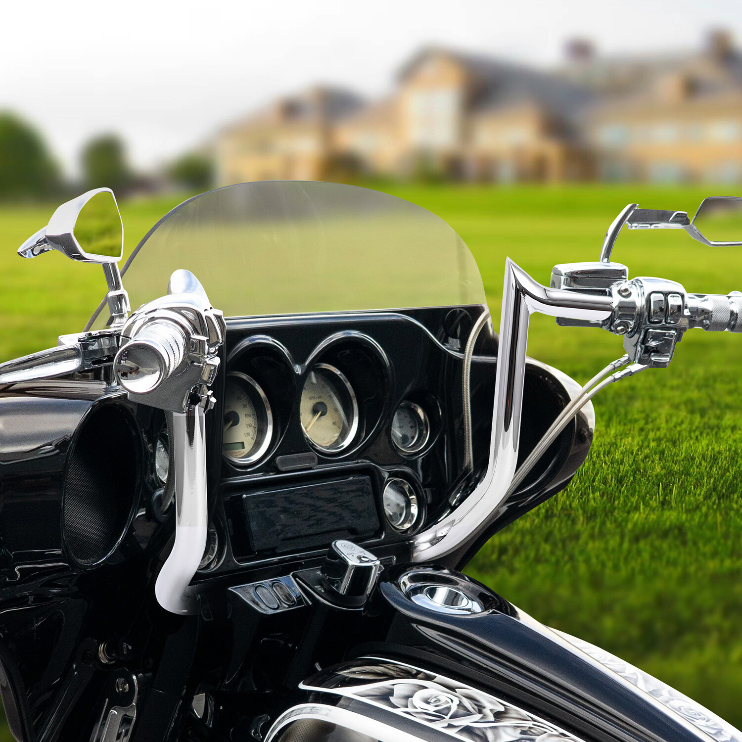12″ Meathook Ape Hanger Handlebar Fit For Harley Street Glide Electra Glide CVO