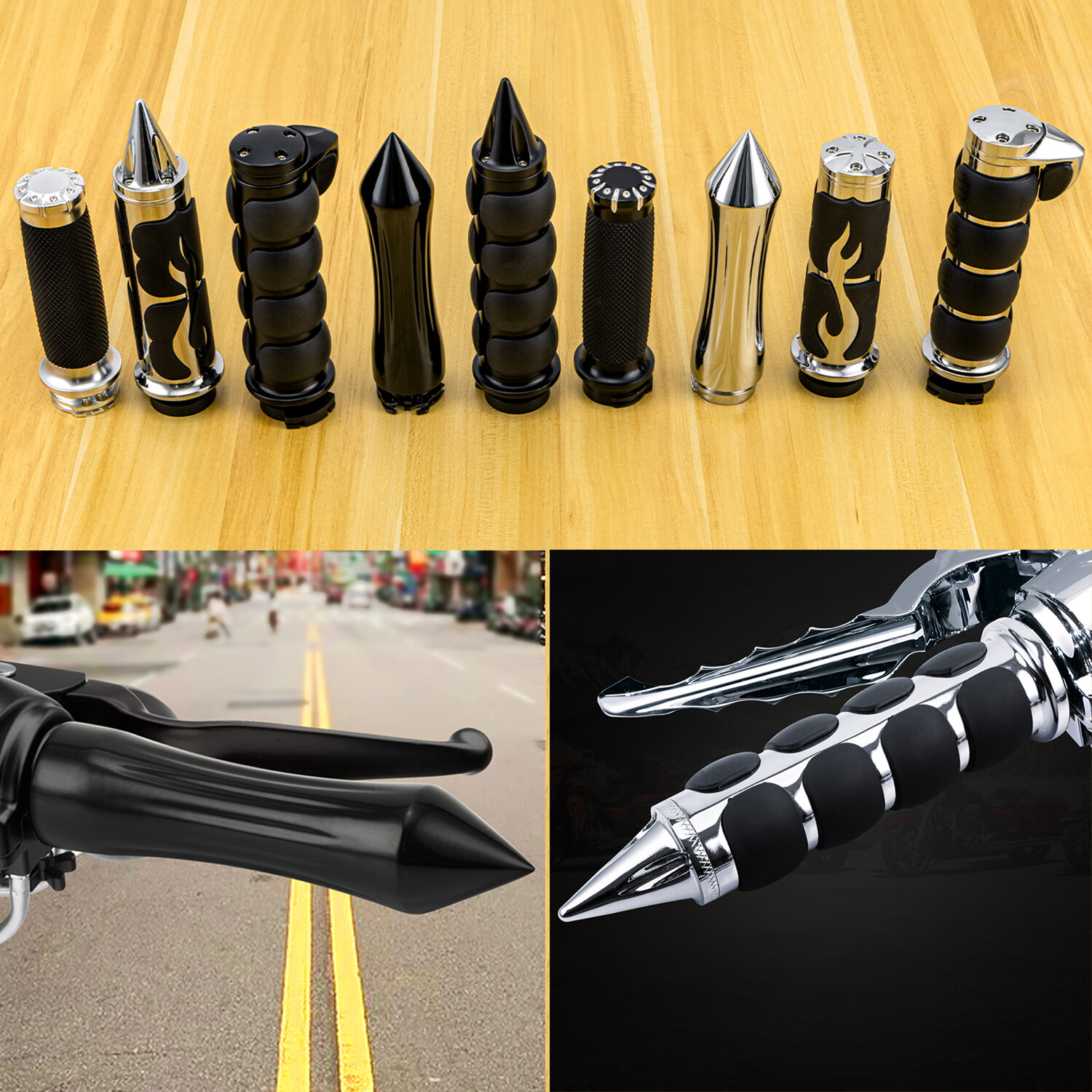 Motorcycle 1″ Handle Bar Hand Grips For Harley Softail Street Glide Road Glide