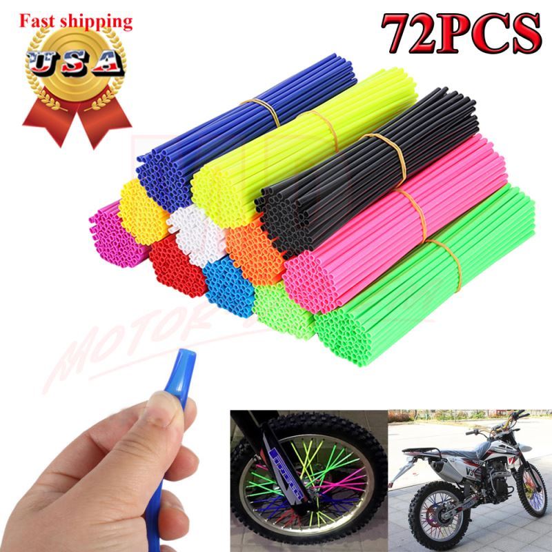 72PCS Motocross Spoke Skins Covers Wraps Wheel Rim Guard Protector for Dirt Bike