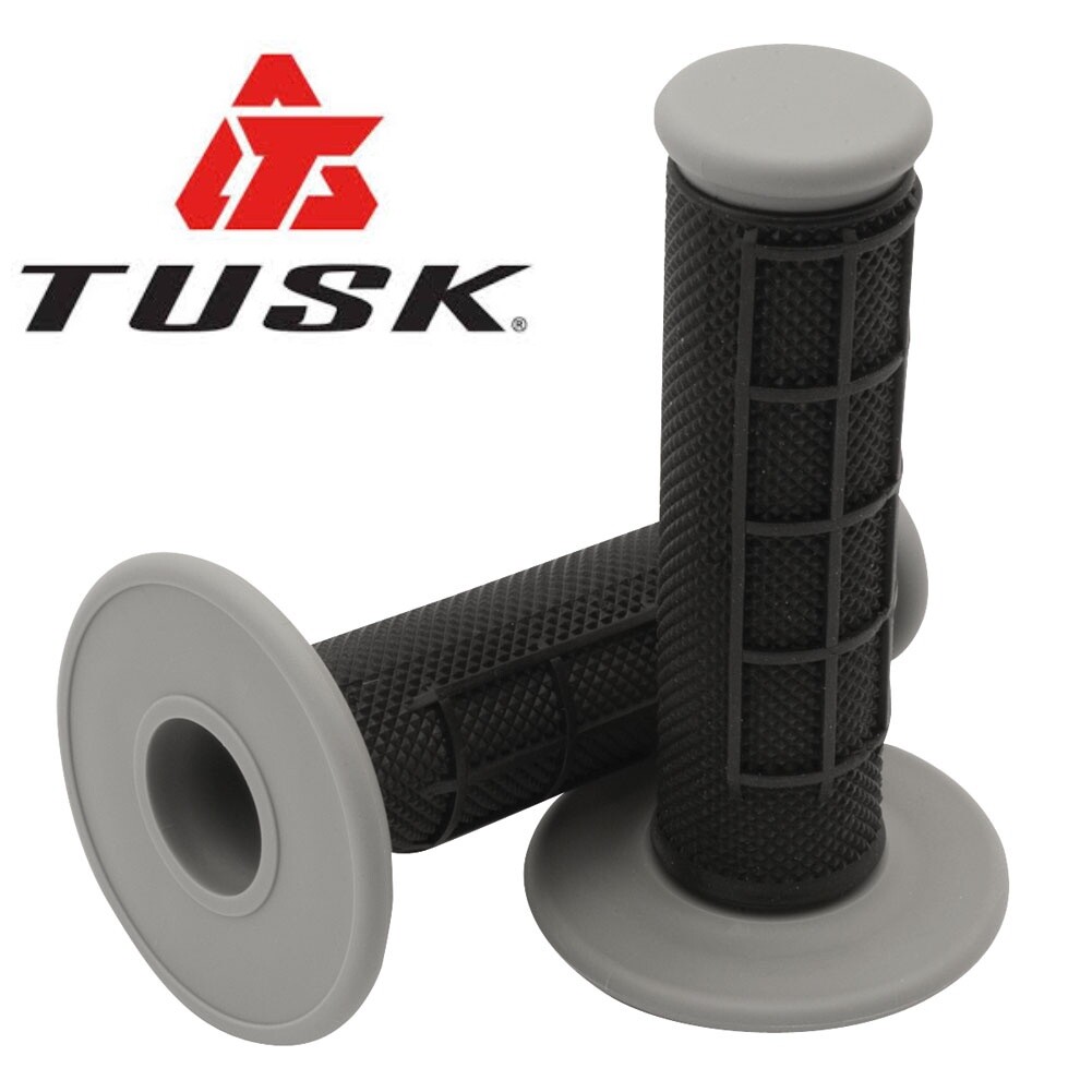 Tusk MX Grips Half Waffle DUAL Compound Black Motorcycle Dirt Bike Dual Sport