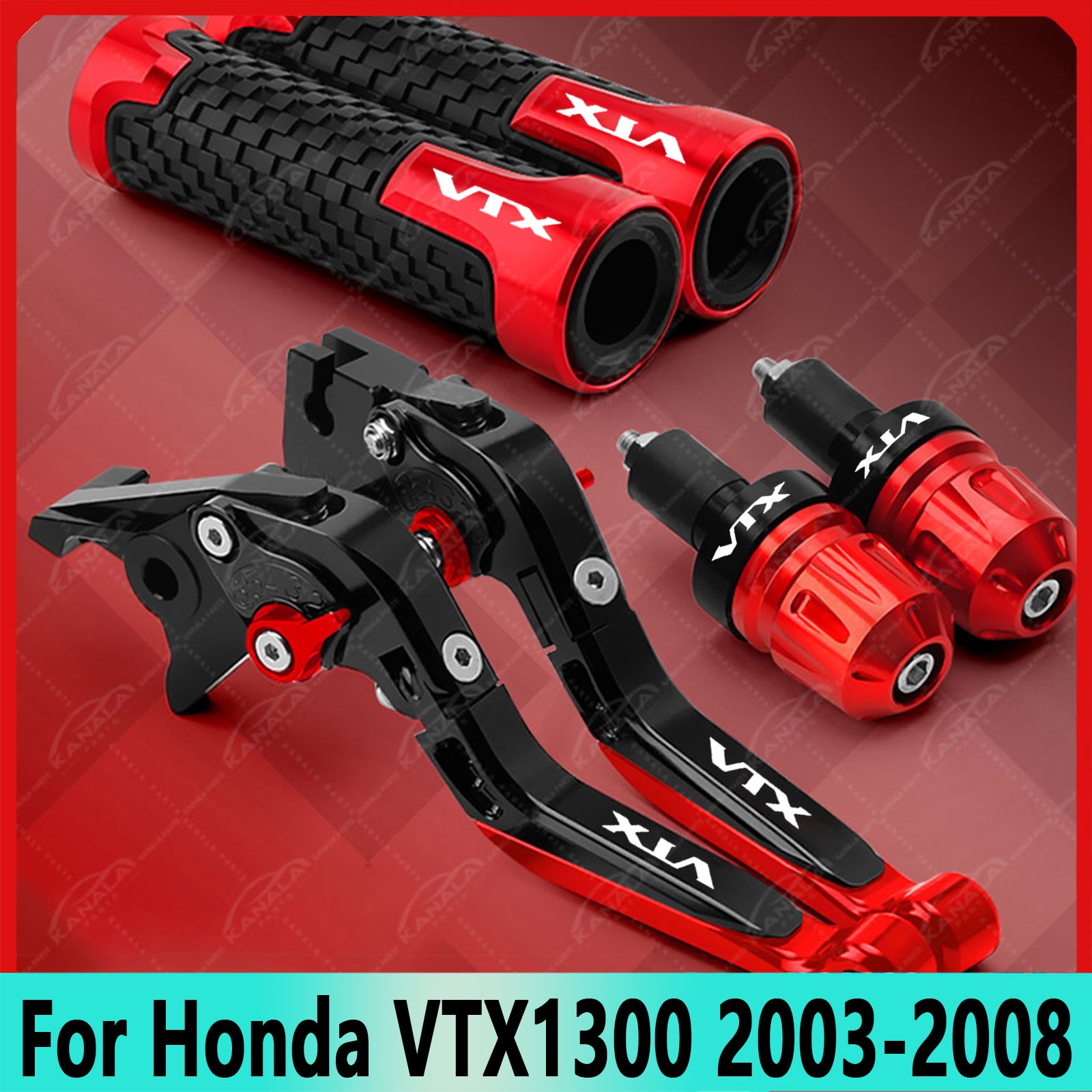 For Honda VTX1300 2003-2008 CNC Brake Clutch Levers Handle Grips End Cap New