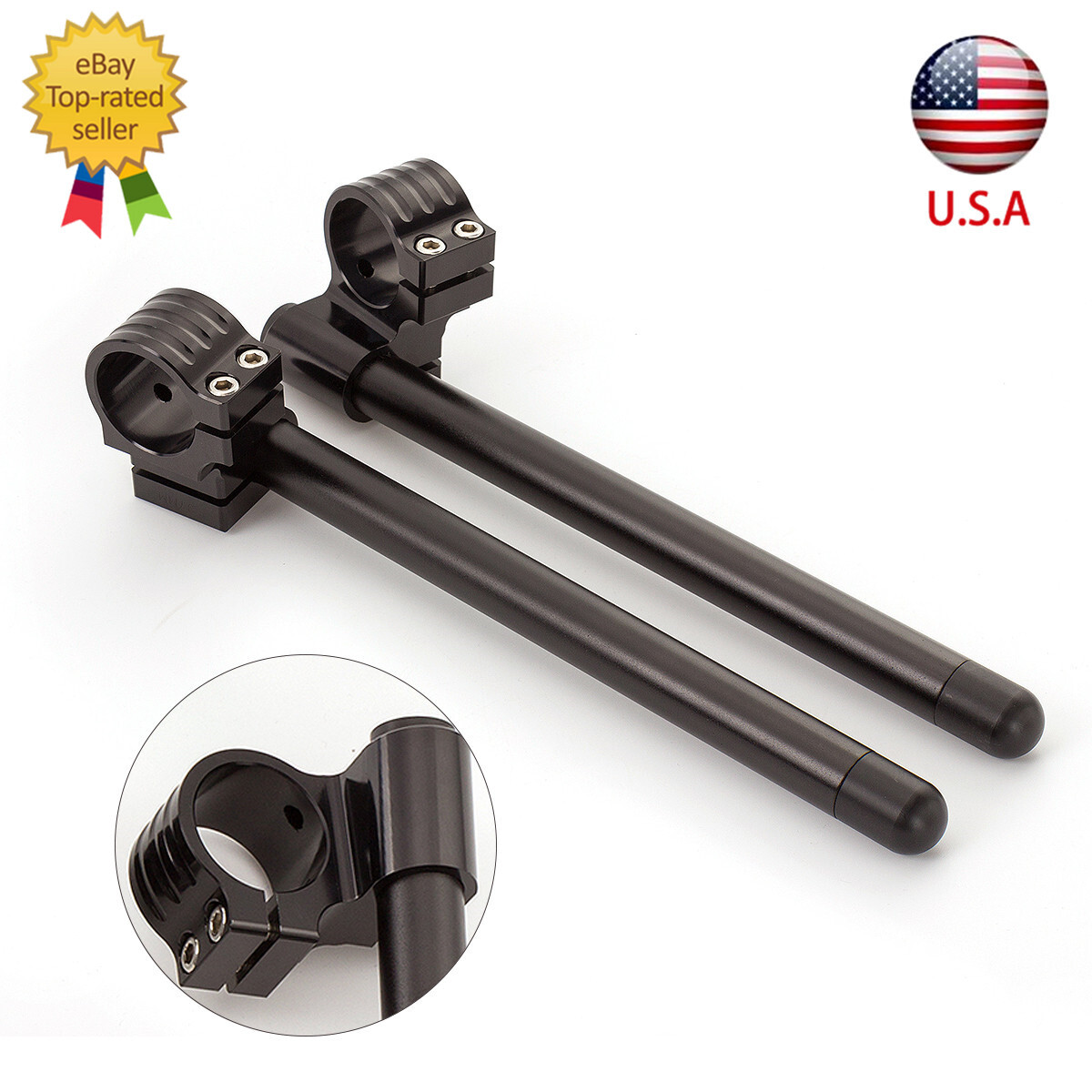 37mm Rised Fork Clip on Handlebar Clamp Tube Ends CNC For Ninja 250R Ninja 300R