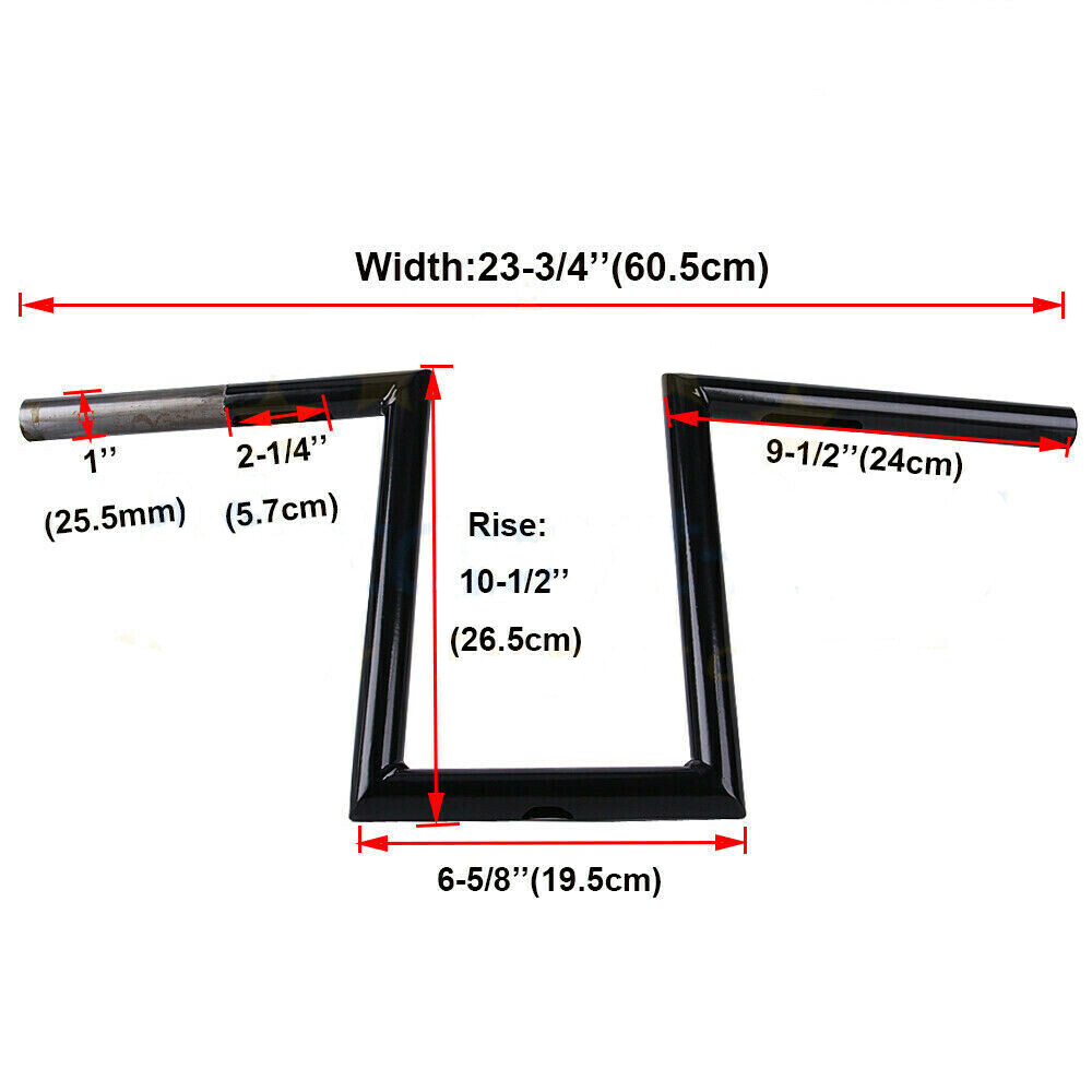 Black Z-Bars 1″ Handlebars For Harley Sportster XL883 1200 Custom Softail Dyna