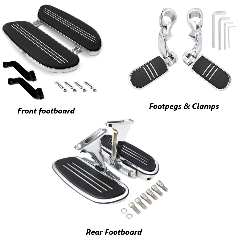 Front Rear 1-1/4″ 32MM Mount Foot Pegs / Footboards For Harley Touring 1993-2023