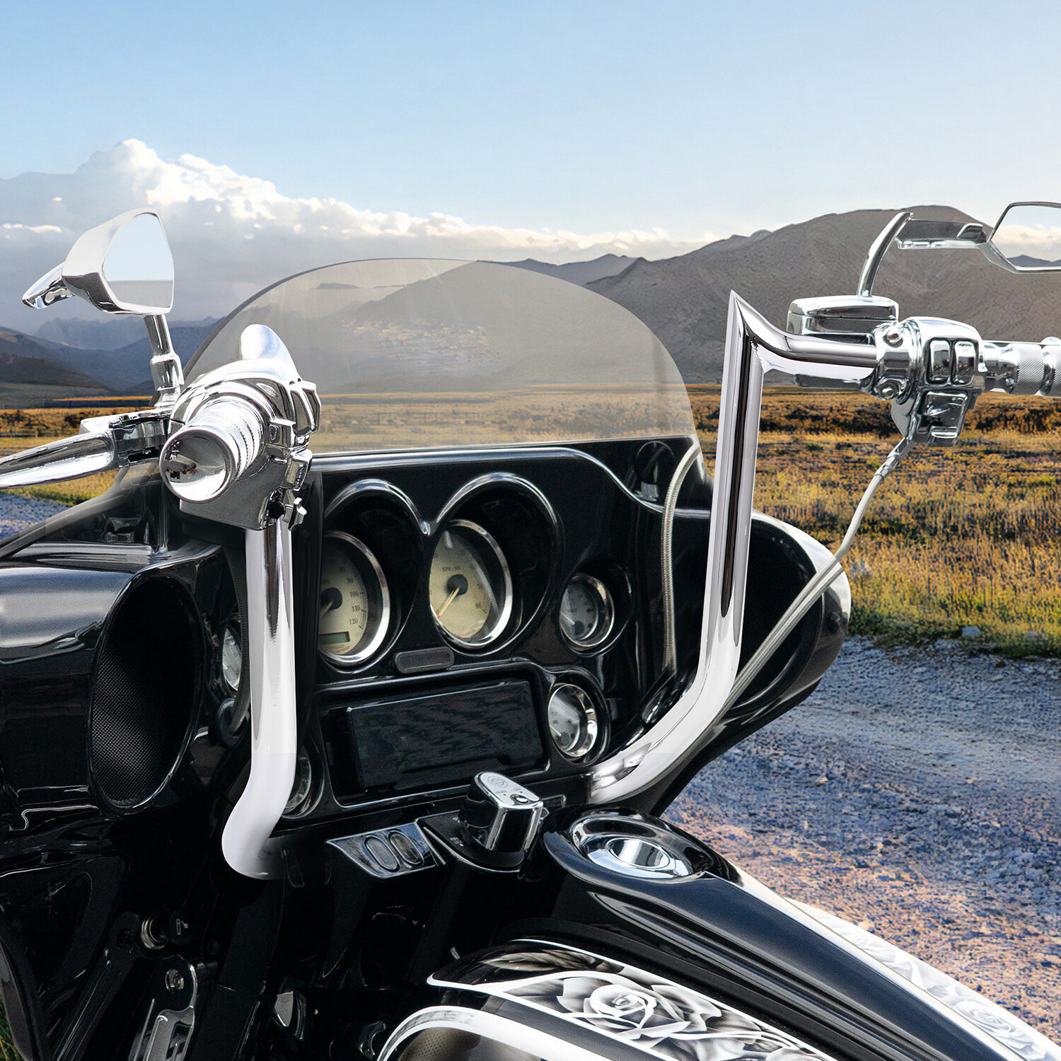 Bar 10″ 12″ 14″ Meathook Ape Hanger Handlebar For Harley Electra Street Glide